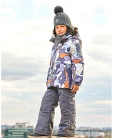 Deux par Toddler Boys Two Piece Snowsuit Solid Pant And Print Jacket Dark Gray Camo - Toddler|Child