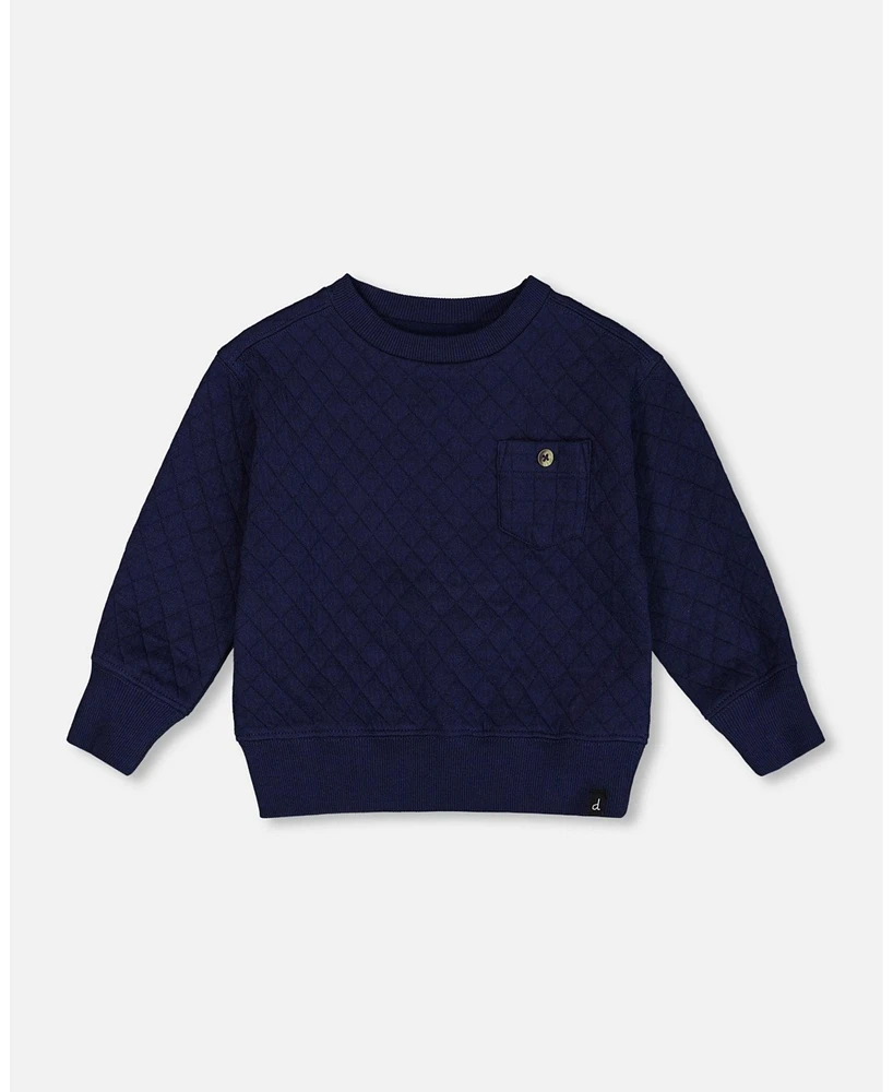 Deux par Toddler Boys Quilted Sweatshirt With Pocket Navy - Toddler|Child