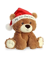 Aurora Medium My First Christmas Bear Holiday Festive Plush Toy Brown 10"