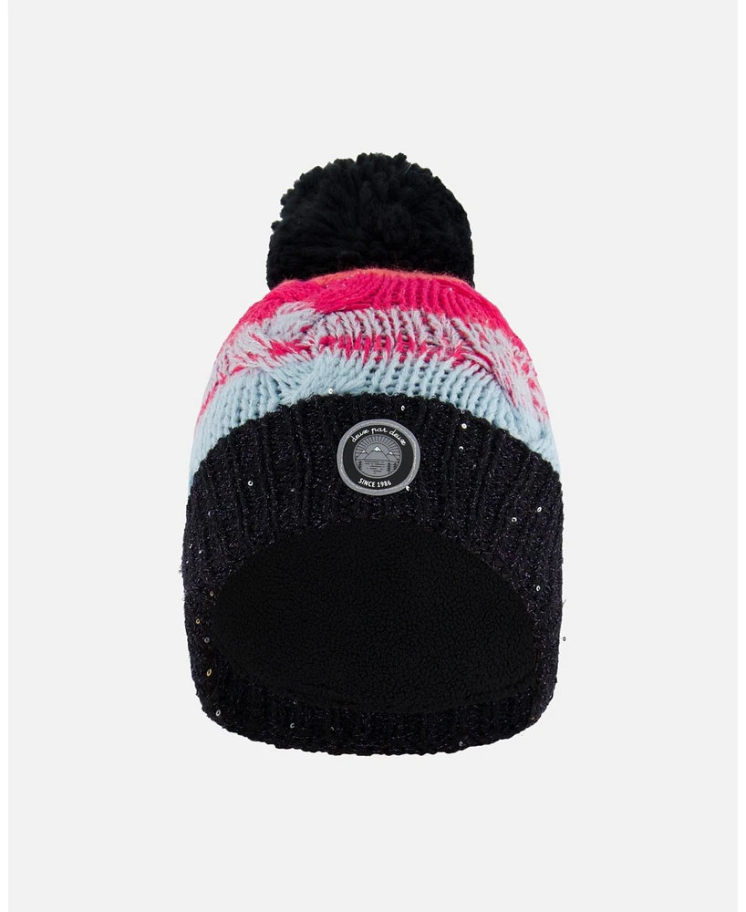 Deux par Girl Knit Hat Gradient Blue, Coral And Fuschia - Toddler|Child