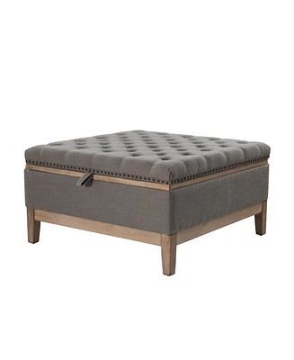 Hannah Upholstered Storage Cocktail Ottoman with Solid Wood Legs
