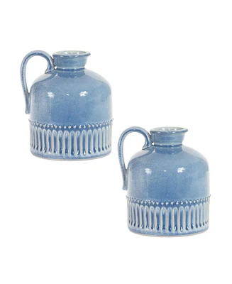 Slickblue Mini Ceramic Jug Vase With Handle (Set of 2)