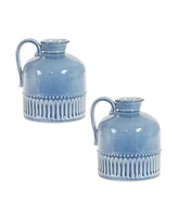 Slickblue Mini Ceramic Jug Vase With Handle (Set of 2)