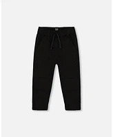 Deux par Big Boys Stretch Twill Pleated Knee Jogger Pants Black