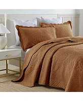 MarCielo 3 Pcs 100% Cotton Oversized Bedspread Quilt Set Embroidery Tf -King