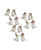 Slickblue Winter Bird Figurine With Stocking Hat - Set of 12