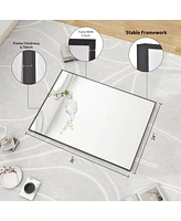 Homlux 24"x36" Rectangular Wall Mirror with Black Aluminum Alloy Frame