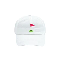 Bits & Bows Girls Golf Flag Bow Baseball Hat in White