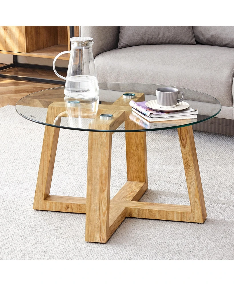 Simplie Fun Wood-color Mdf Coffee Table Nature's Simplicity, Modern Elegance