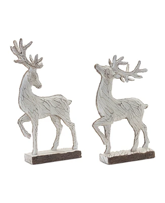 Slickblue Carved Deer Decor (Set of 2)