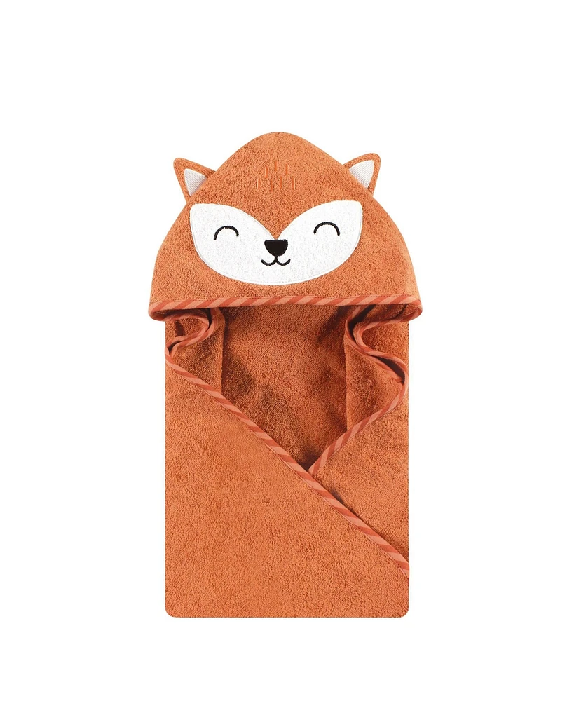 Hudson Baby Infant Boy Cotton Animal Face Hooded Towel, Orange Fox, One Size