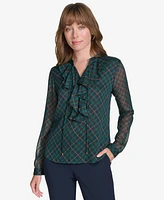 Tommy Hilfiger Women's Plaid Ruffle-Trim Blouse