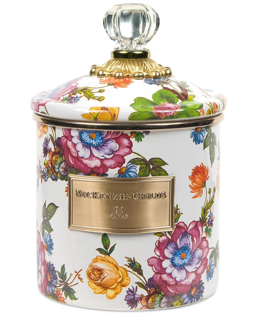 Mackenzie-Childs White Flower Market Small Canister