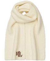 Lauren Ralph Chunky Fisherman Rib Scarf with Leather Logo