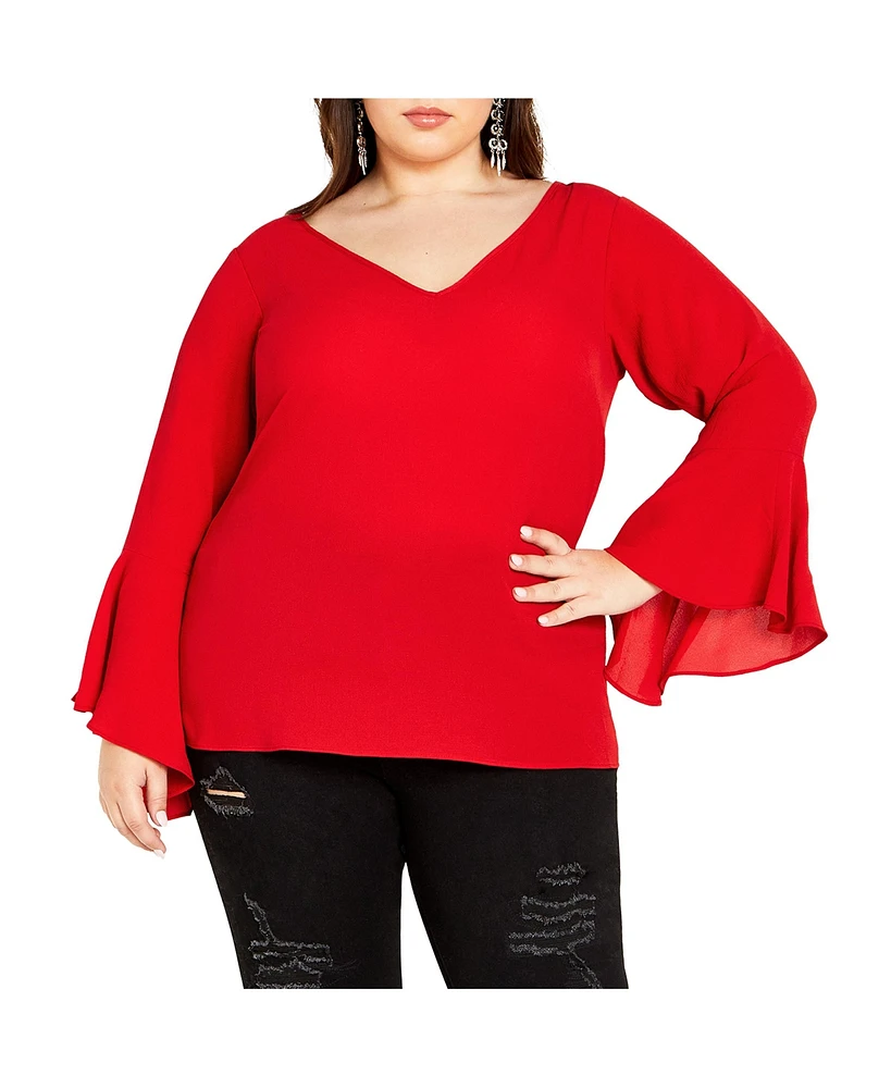 City Chic Women's Bell Sleeve Top