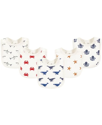 Touched by Nature Infant Boy Organic Cotton Bibs, Mystic Sea Creatures, One Size