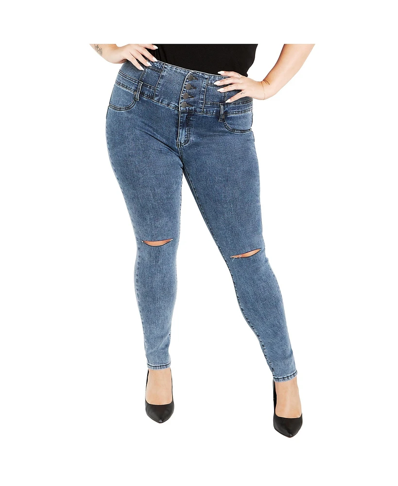 City Chic Plus Asha Slit Corset Skinny Jean