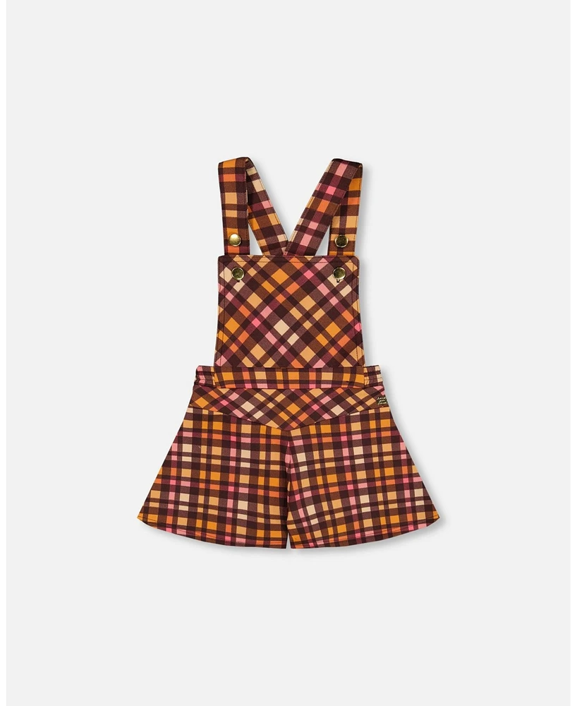 Deux par Toddler Girls Milano Shortall Plaid Magenta And Brown - Toddler|Child