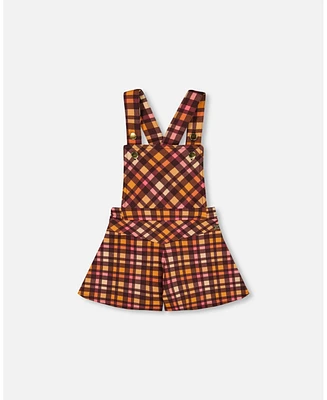 Deux par Toddler Girls Milano Shortall Plaid Magenta And Brown - Toddler|Child