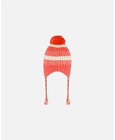 Deux par Girl Peruvian Knit Hat Coral And White - Toddler|Child