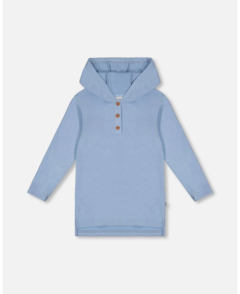 Deux par Little Girls Hooded Rib Tunic Light Blue - Toddler|Child