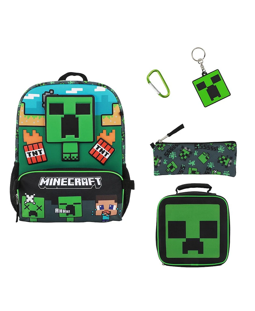 Minecraft Creeper 5-Piece Backpack & Lunchbox Set