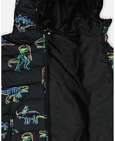 Deux par Big Boys Quilted Jacket Black Printed Neon Dino