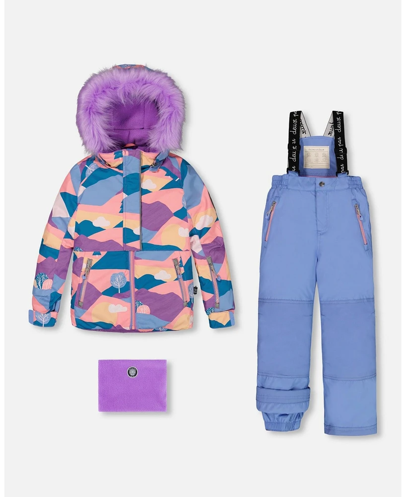 One Piece Snowsuit Mauve Printed Landscape