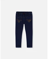 Deux par Deux Big Girls Plush Lined Dark Blue Denim Jeggings