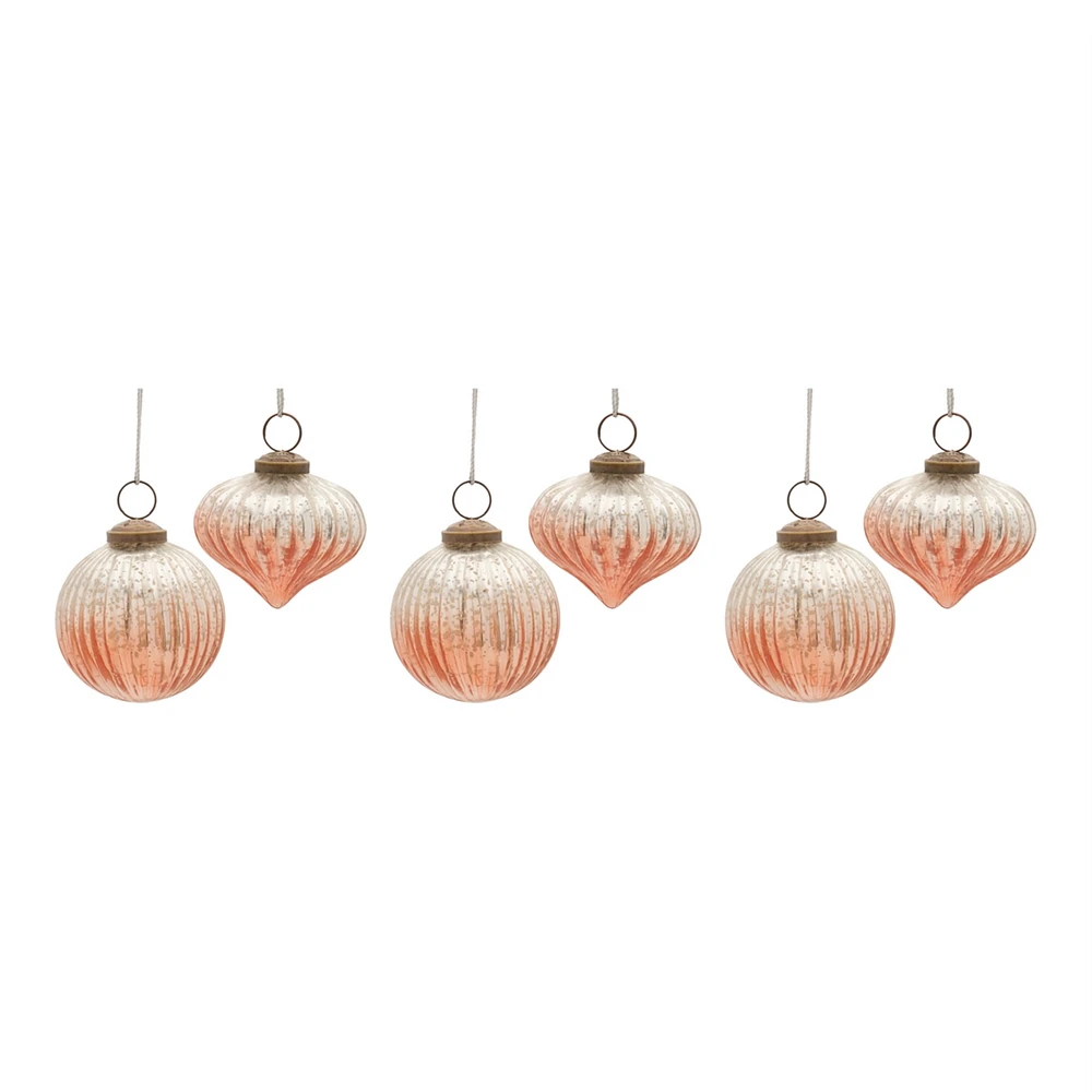 Slickblue Ribbed Glass Ombre Ornament (Set of 6)