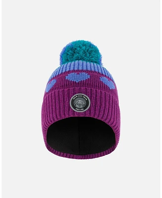 Deux par Deux Girl Pompom Knit Hat Gradient Mauve - Toddler|Child