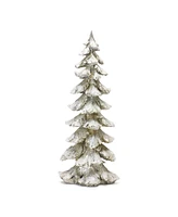 Slickblue Frosted Pine Tree Decor with Silver Finish (Set of 4)