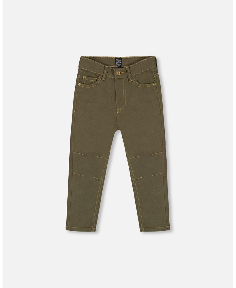 Deux par Toddler Boys Stretch Twill Straight Leg Pants Khaki Green - Toddler|Child