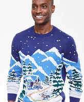 Holiday Lane Men's Snowy Town Crewneck Sweater, Created for Macy's