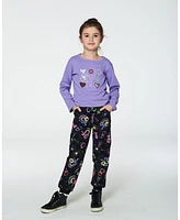 Deux par Big Girls Joggers Black Printed Rainbow Hearts