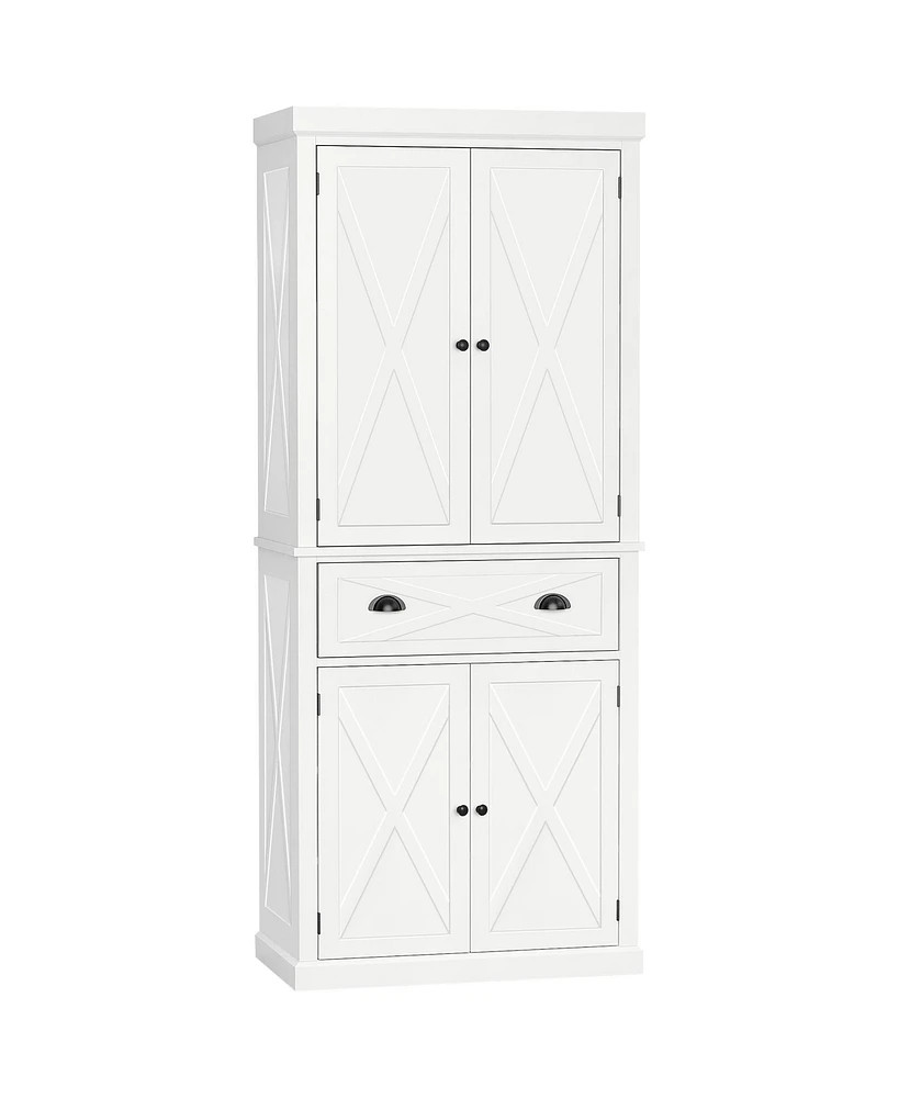 Homcom 72" Kitchen Pantry Storage Cabinet with Adjustable Shelves