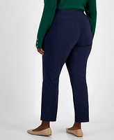 Jm Collection Plus High Rise Pull-On Straight Leg Pants, Created for Macy's