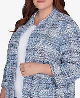 Alfred Dunner Plus Size Worth Avenue Eyelash Jacket With Two Pockets