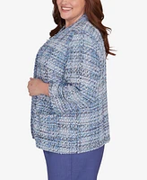 Alfred Dunner Plus Size Worth Avenue Eyelash Jacket With Two Pockets