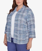 Alfred Dunner Plus Size Worth Avenue Eyelash Jacket With Two Pockets