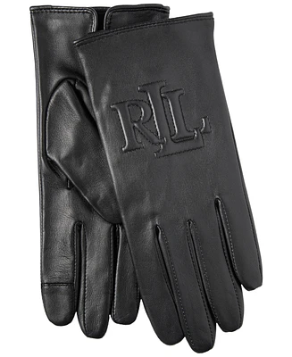 Lauren Ralph Raised Logo Leather Touch Gloves