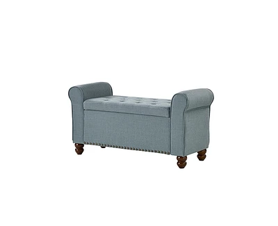 Hulala Home Transitional Carmen 43.7" Wide Storage Bench with Sturdy Wood Legs