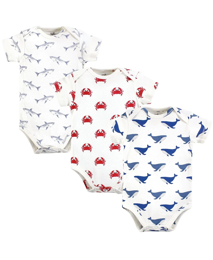 Touched by Nature Baby Boys Organic Cotton Bodysuits, Mystic Sea Creatures