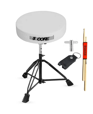 5 Core Drum Throne Padded Guitar Stool Height Adjustable Music Chair Ds Blkch Wh