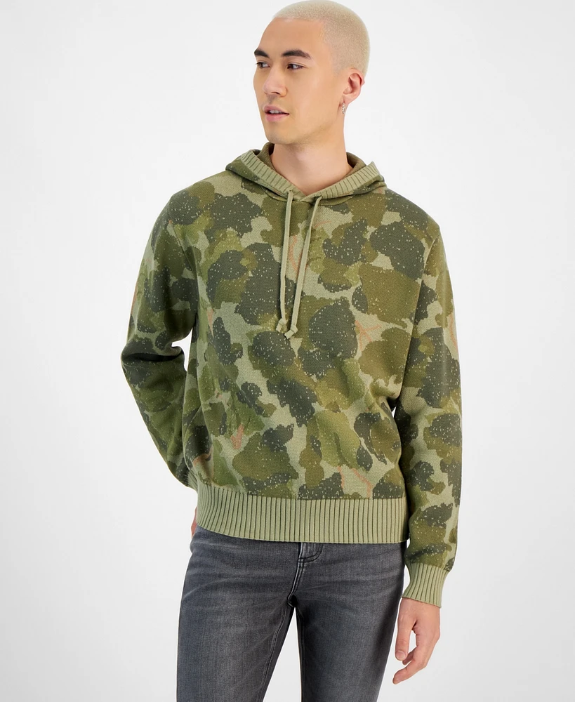 Sun + Stone Men's Connor Camo Hooded Sweater, Created for Macy's