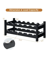 Sugift 2-Tier 12 Bottles Bamboo Storage Shelf Wine Rack
