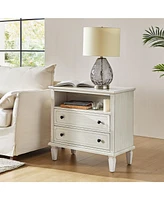 Hulala Home Kamilo Transitional 2-Drawer Solid Wood Nightstand