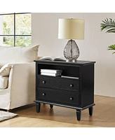 Hulala Home Kamilo Transitional 2-Drawer Solid Wood Nightstand