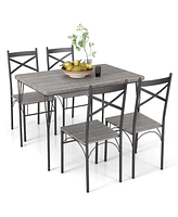 Costway 5-Piece Dining Table Set Modern Rectangular Dining Table & 4 Dining Chairs Set