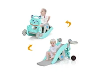 Slickblue 4-in-1 Rocking Horse and Slide Set for Kids-Blue